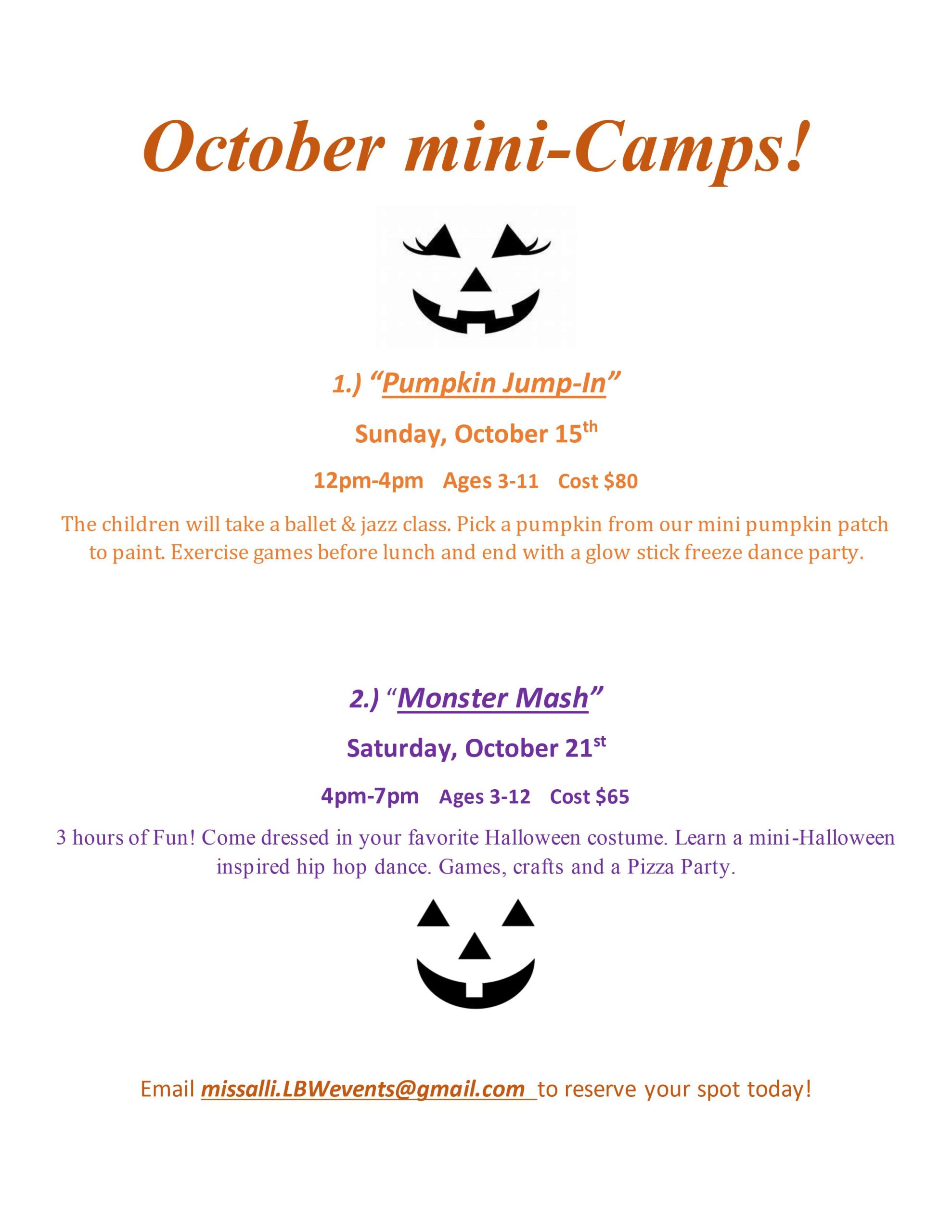 Linda’s Ballet Workshops October Mini Camps icon